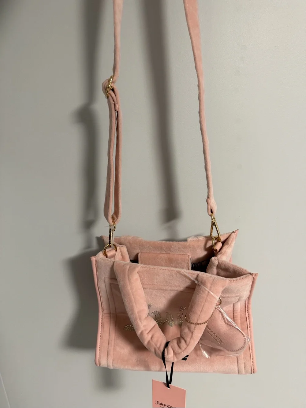 Juicy Couture Pink Velour Satchel with Heart Charm